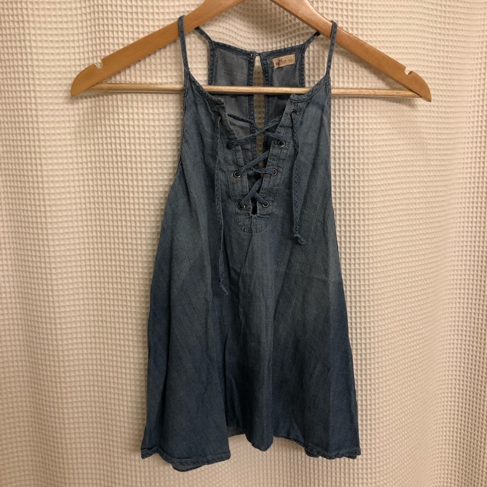 Lace up denim Hollister Tank